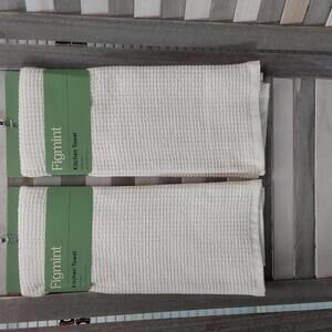 18" x 28" Vintage Waffle Kitchen Towel Cream | Figmint | Set of 2